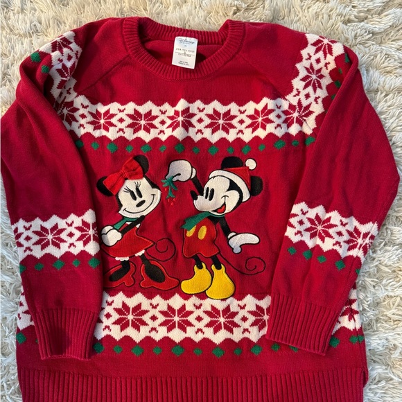Red holiday fun Disney sweater with Mickey and Minnie! - Picture 8 of 11